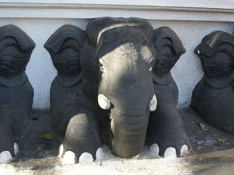 Eine der Elefantenskulpturen von Kande Viharaya; Foto: 08.11.2006, Bentota
