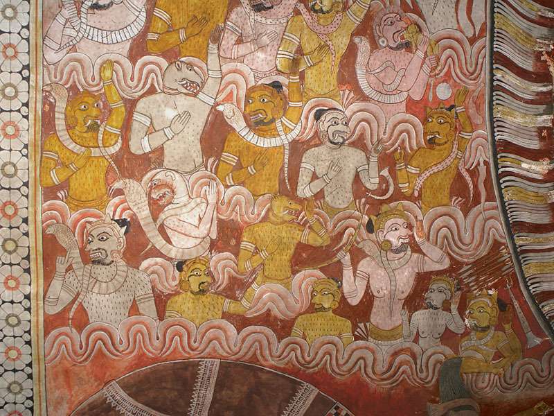 So haben sich die Erschaffer der Wandgemälde Dämonen vorgestellt; Foto: 09.11.2006, Dambulla